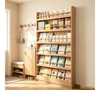 Étagère Murale 6 Niveaux en Bois, Bibliothèque Étroite pour Chambre | Bibliothèque murale 6 niveaux en bois massif avec profondeur 10cm, barres de retenue et plinthe.(67.72*39.37*3.94in)