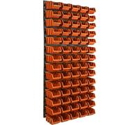 Etagere murale 70 bacs a bec oranges, panneau murale 58 x 117 cm Etagere empilable pour garage, atelier, banc de travail, systeme de rangement modulable, fixer au mur