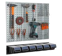 Étagère murale 78x72cm Système de rangement en métal porte-outils 6 boîtes noir