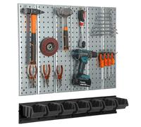 Étagère murale 78x72cm Système de rangement en métal porte-outils 7 boîtes Noir