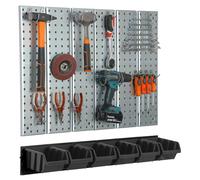 Étagère murale 78x72cm Système de rangement en métal porte-outils boîtes Noir