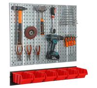 Étagère murale 78x72cm Système rangement métal porte-outils outils boîtes rouge
