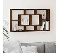 Étagère Murale 8 Cases en Bois d'Ingénierie Chêne Fumé, Étagère Flottante Moderne pour Salon et Bureau, Support Mural pour Livres, Plantes et Décoration, 85 cm de Large, Capacité de Charge 50 kg