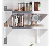 vidaXL Étagère murale 2 niveaux 100x30x60 cm argenté, acier inoxydable, flottante