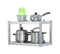 Étagère murale à 2 niveaux pour casseroles et poêles，étagère de rangement robuste en acier inoxydable，étagère flottante pour garde-manger commercial，pour maison，hôtel，restaurant，cantine(150X35X40CM)