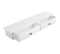 Étagère Murale à 2 tiroirs, Étagères suspendues, Tablettes flottantes, finiton Brillante, Charge 15 kg, 65 x 15 x 10 cm LWS65WT