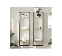 Etagère Murale à 3 Niveaux, Etagère Suspendue avec Rangement, Etagère de Présentation Flottante Salon, Moderne, Chêne Sonoma Bois d'Ingénierie