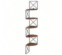 Étagère Murale À 5 Niveaux, 20 X 20 X 127,5 Cm, Marron Rustique Et Noir Marron
