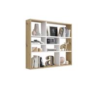 Etagère murale à cases en bois chêne artisan et blanc brillant - ET13041-1 - Bois clair - Terre de Nuit