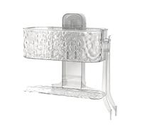 Étagère murale à double couche - Étagère murale à ventouse - Support cosmétique double couche - Étagère à ventouse - Organiseur de cuisine d'arbre de douche - Plateau ventilé sans trous pour gel