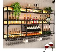 Étagère murale à LED avec support en verre suspendu pour liqueur, whisky et verres - Parfait pour la maison, la salle à manger ou le café.