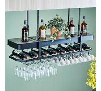 Étagère murale à LED pour bouteilles avec support en verre à suspendre - Étagère moderne pour liqueur et décoration de bar pour la maison - Solution de rangement élégante