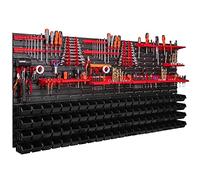 Etagère murale à outils 1728 x 780 mm - Boîte à outils empilable - Rails de fixation pour garage, entrepôt, atelier, loisirs - 88 boîtes noires