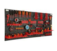 Étagère murale à outils - BOTLE - 173x78cm - 80 pièces - Plastique résistant - Noir/Rouge