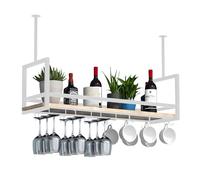 Étagère murale à suspendre pour pots, vin, verres et plantes - Support en métal pour verre à vin pour bar, café, cuisine et bureau - 100 x 30 x 60 cm