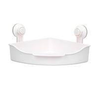 Étagère Murale à Ventouse D’angle pour Salle de Bain en Plastique Blanc | Imperméable, Antirouille, Grosse Capacité, Usage Hôtel, Rangement D’articles Divers