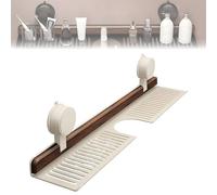 Étagère murale à ventouse en noyer pour robinet avec ventouse robuste pour articles de toilette (blanc, 40 cm)