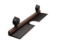 Étagère murale à ventouse pour salle de bain et cuisine, en noyer, étagère murale au-dessus du robinet, organisateur de douche en bois, sans perçage, pour cuisine et salle de bain (noir, 60 cm)