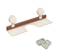 Étagère murale à ventouse pour salle de bain et cuisine en noyer, étagère murale pour robinet, étagère de rangement amovible pour robinet en bois, étagère de douche compacte pour cuisine et salle de