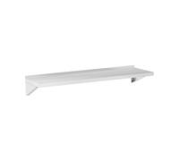 Royal Catering RCWR-150.1 Étagère murale Acier inoxydable 150 x 40 cm jusqu'à 80 kg Étagère murale industrielle Étagère murale bois