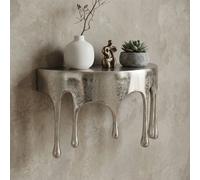 FineBuy Étagère Murale 35cm Aluminium Argenté Aspect Goutte - Étagère Suspendue Originale en métal - Design Drops Étagère Flottante Alu - Planche Murale décorative Moderne Faite à la Main