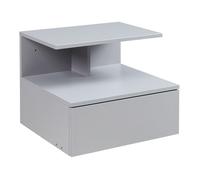 [en.casa] Étagère Murale avec Tiroir Rangement Table de Nuit Chevet Suspendue Design Intemporel Capacité de Charge 5 kg Panneaux de Particules 40 x 35 x 31 cm Gris Clair