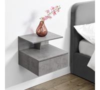 Étagère murale 'Amberg' table de nuit suspendue 40 x 35 x 31 cm avec tiroir et 2 étagères aspect béton