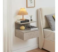 Étagère murale 'Amberg' Table de nuit suspendue 40 x 35 x 31 cm avec tiroir et 2 étagères Aspect béton, clair