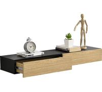 Étagère murale 'Antilles' 50x24x12 cm Lot de 2 avec tiroir Noir/Bois