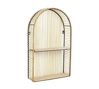 Etagère murale arrondie fenêtre en bambou et métal plateau bois - SAPHIR -