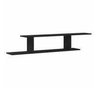 Étagère murale, aspect chêne, noire, 125 x 18 x 23 cm, moderne, avec 2 étagères en bois durable, peu encombrante pour livres, décoration et accessoires TV dans le salon, le couloir, le bureau