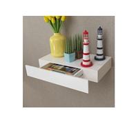 vidaXL Étagère murale avec 1 tiroir MDF Blanc Rangement de livres/DVD 242187
