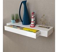 vidaXL Étagère murale avec 1 tiroir MDF Blanc Rangement de livres/DVD Blanc
