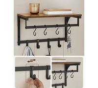 Etagère Murale Avec 8 Crochets Amovibles, Étagère Murale Suspendue Avec Tringle À Vêtements, Pour Couloir, Chambre À Coucher,