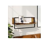 vidaXL Étagère murale avec barre 836290 – chêne fumé 65x25x30 cm