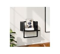 Etagère murale avec barre noir 30x25x30 cm 836278