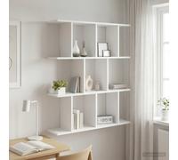 vidaXL Étagère Murale Blanc 80 x 20 x 96 cm Bois d'ingénierie, Salon, Étagère Murale Moderne & Unité de Rangement, Bois Flottant, Options de Séparation Intérieure