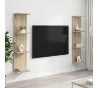 vidaXL Étagère murale 2 pièces Blanc 25 x 15 x 100 cm en bois d'ingénierie Moderne Salon