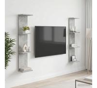 vidaXL Étagère murale 2 pièces Blanc 25 x 15 x 100 cm en bois d'ingénierie Moderne Salon