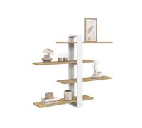 IDMarket - Etagère Murale avec étagères coulissantes ORA 4 Niveaux façon hêtre et Blanc