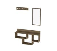 Étagère murale avec miroir en noyer