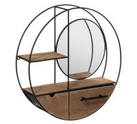Étagère Murale avec Miroir et 2 Tiroirs en Bois et Métal D 50 cm - Atmosphera