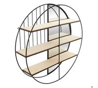 Etagère murale avec miroir Zina métal noir D56cm - Atmosphera createur d'interieur