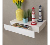 Étagère murale avec tiroir MDF blanc