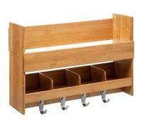 Five Simply Smart - Etagère murale de cuisine en bambou avec 4 crochets Marron