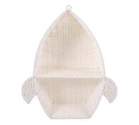 Étagère Murale Blanc Organisateur de Rangement Suspendu Tissée | Papier String et Fer, Style Rural, Décoration Maison, pour Chambre et Salle de Bain