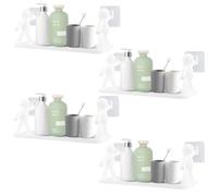 Etagère Murale Blanche Lot de 4, Etagère Douche Sans Perçage, Tablette Flottante Moderne Décorative, Etagere Salle de Bain, Etagere Murale Cuisine, Étagère Murale, Étagère Murale pour Livres et Photos