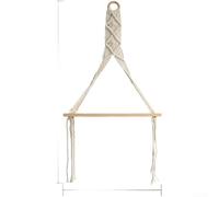 Étagère murale bohème en bois naturel avec motif artistique tissé pour exposer des plantes ou des accents décoratifs, conçue pour une décoration murale peu encombrante dans les espaces de vie (C)