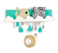 Etagère murale bois 42 x 9 cm Nuages + masking tape doré à paillettes 5 m