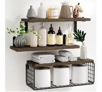 Étagère Murale Bois et Métal - TYRESES Lot de 3 Étagères murales flottantes - Design industriel pour Salon, Chambre, Cuisine